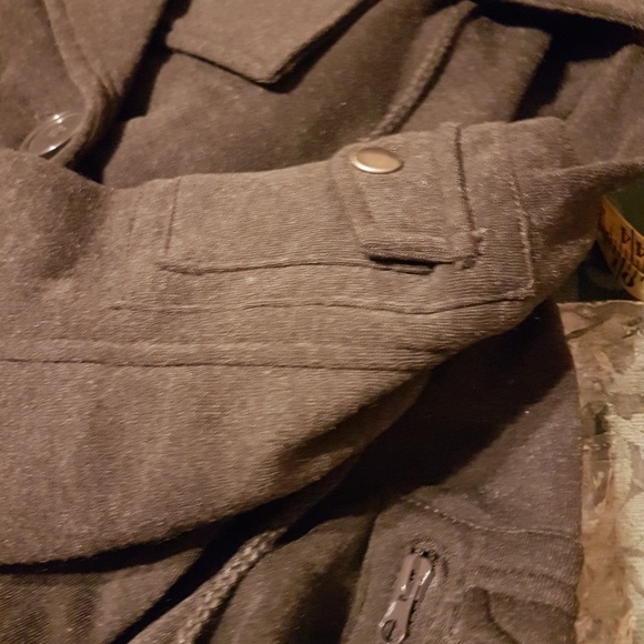 Military/Moto Charcoal Lined Jacket w Hood - Picture 5 of 8